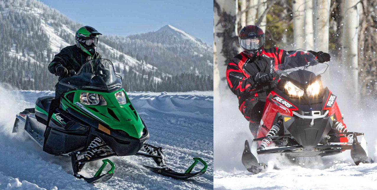 Фото сравнения Arctic Cat Lynx 2000 2015 и Polaris 550 Indy 2015 года — два снегохода