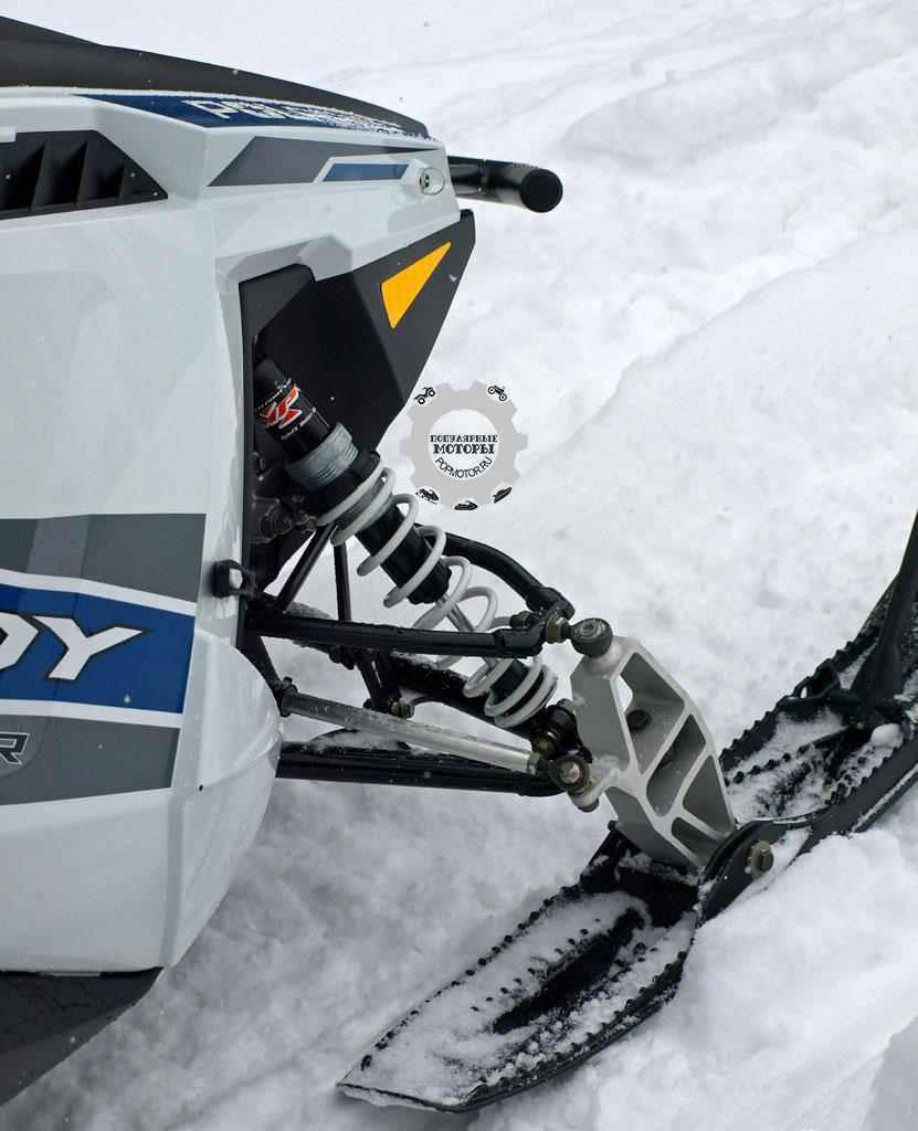 Амортизаторы RydeFX MPV входят в стандартную комплектацию, как и передняя подвеска с регулируемым расстоянием между лыжами.